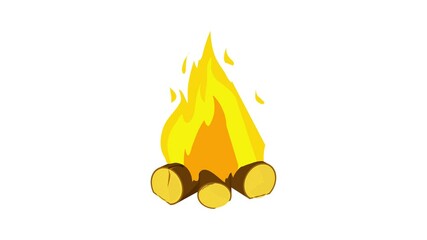 Wall Mural - Burning bonfire icon animation best cartoon object on white background