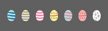 Set Of Colorful Easter Eggs. Different Patterns And Colors, Vector