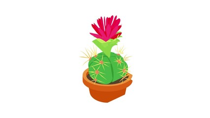 Wall Mural - Cactus with red flower icon animation best cartoon object on white background
