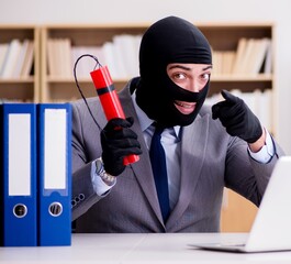 Wall Mural - Criminal businessman with balaclava with dynamite