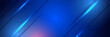 © Salman - Abstract neon style blue wide banner design background. Abstract 3d banner design with dark blue technology geometric background. Vector illustration