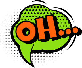 Poster - oh bubble for magazine, funny emotion and expression. illustration of word bubble icon, cartoon oh s
