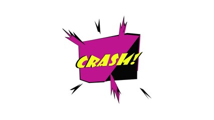 Poster - Crash, explosion speech bubble icon animation best cartoon object on white background