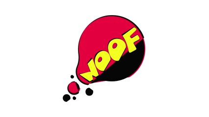 Poster - Woof sound effect speech bubble icon animation best cartoon object on white background