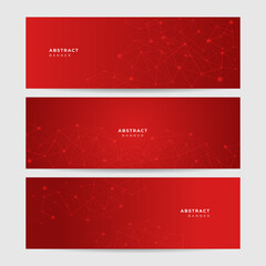Fototapete - Networking neon style red wide banner design background