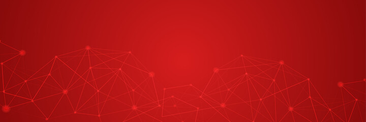 Wall Mural - networking neon style red wide banner design background. abstract modern 3d banner design with dark 