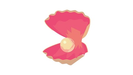 Wall Mural - Pearl shell icon animation best cartoon object on white background