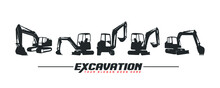 Excavator Vector Logo Template. Construction, Vector Illustration