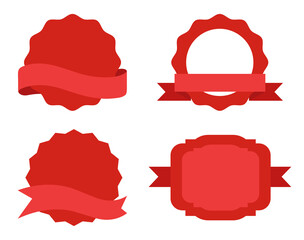 Poster - Red flag ribbon labels and badges collection. Vector banner label with ribbon, tag collection for special promotion illustration