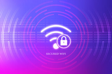 Poster - 2d illustration WiFi symbol with lock
