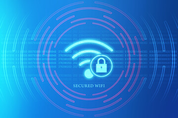 Poster - 2d illustration WiFi symbol with lock
