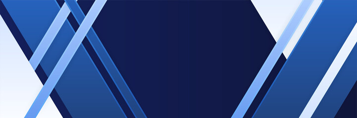 Poster - Corporate business blue wide banner design background. Abstract banner design with dark blue technology geometric background. Vector illustration