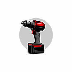 Wall Mural - Power drill tool electric equipment vector isolated