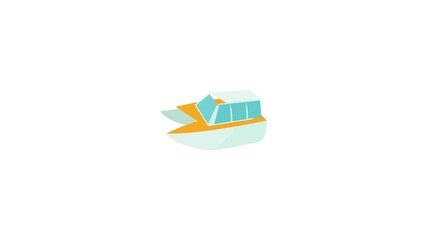 Wall Mural - Boat icon animation best cartoon object on white background