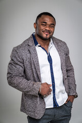 Poster - Portrait of handsome stylish black man. Confident afro man in stylish wearing.