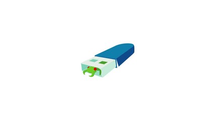 Poster - Infected USB flash drive icon animation best cartoon object on white background