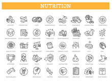Healthy Lifestyle - Dieting Icons. Icons As Obesity, Count Calories, Palm Oil Free, Probiotics And More