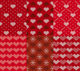 Poster - knitted love pattern set with heard