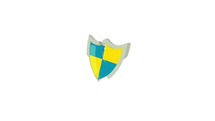 Poster - Blue and yellow protection shield icon animation best cartoon object on white background