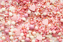Rosafarbene Zuckerstreusel Mischung Mit Herzen Und Perlen