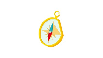 Poster - Gold compass icon animation best cartoon object on white background
