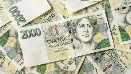 Wall Mural - Czech money background - two thousand crowns banknotes