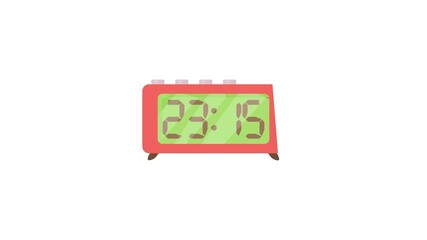 Wall Mural - Retro digital table clock icon animation best cartoon object on white background
