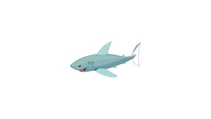 Canvas Print - Shark icon animation best cartoon object on white background