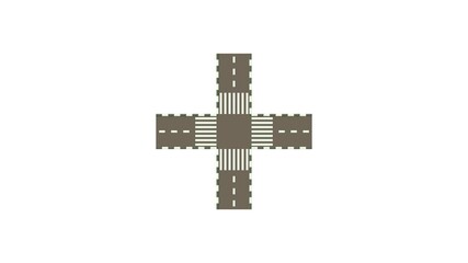 Wall Mural - Empty road intersection icon animation best cartoon object on white background