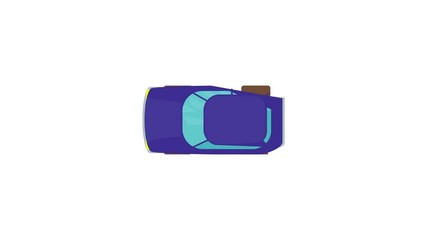 Poster - Blue car top view icon animation best cartoon object on white background