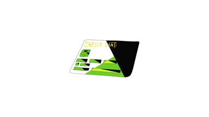 Poster - Green credit card icon animation best cartoon object on white background