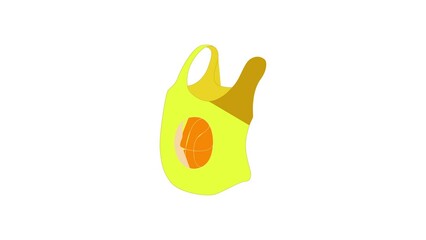 Canvas Print - Yellow female tank top with basketball ball icon animation best cartoon object on white background