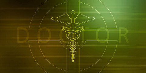 Poster - 2d illustration caduceus medical symbol