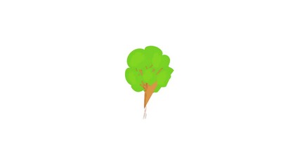 Poster - Green tree with a rounded crown icon animation best cartoon object on white background