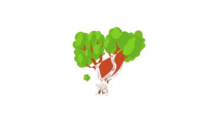Poster - A tree with a spreading green crown icon animation best cartoon object on white background