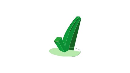 Poster - Green check mark icon animation best cartoon object on white background