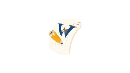 Poster - Word file icon animation best cartoon object on white background