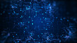 Concept background Digital Technology. Cybersecurity data protection has binary fractal lightning code. dark blue background.