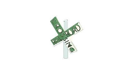 Poster - Railroad crossing sign icon animation best cartoon object on white background