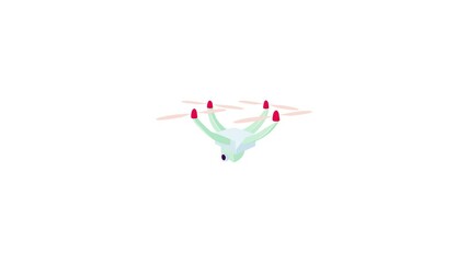 Poster - Drone with camera icon animation best cartoon object on white background