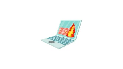Sticker - Virus on laptop icon animation best cartoon object on white background