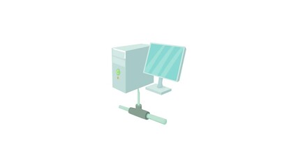 Poster - Computer icon animation best cartoon object on white background