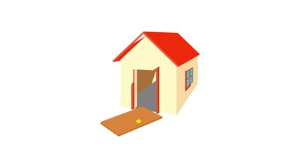 Wall Mural - Broken door house icon animation best cartoon object on white background