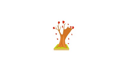 Poster - Autumn tree icon animation best cartoon object on white background