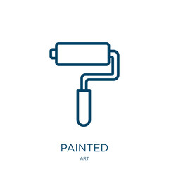 Poster - painted icon from art collection. Thin linear painted, paint, equipment outline icon isolated on white background. Line vector painted sign, symbol for web and mobile