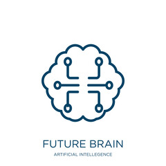 Poster - future brain icon from artificial intellegence and future technology collection. Thin linear future brain, technology, brain outline icon isolated on white background. Line vector future brain sign,