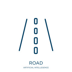 Poster - road icon from artificial intellegence and future technology collection. Thin linear road, speed, vehicle outline icon isolated on white background. Line vector road sign, symbol for web and mobile