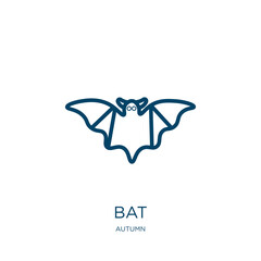 Poster - bat icon from autumn collection. Thin linear bat, halloween, collection outline icon isolated on white background. Line vector bat sign, symbol for web and mobile