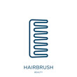 hairbrush icon from beauty collection. Thin linear hairbrush, brush, comb outline icon isolated on white background. Line vector hairbrush sign, symbol for web and mobile