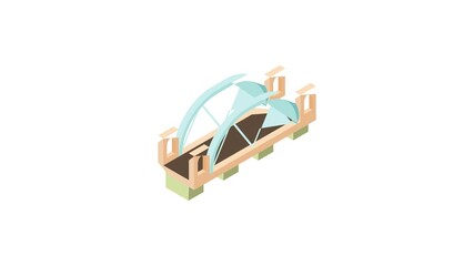 Poster - Bridge with column icon animation best cartoon object on white background
